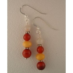 Carnelian/Golden Jade Earring