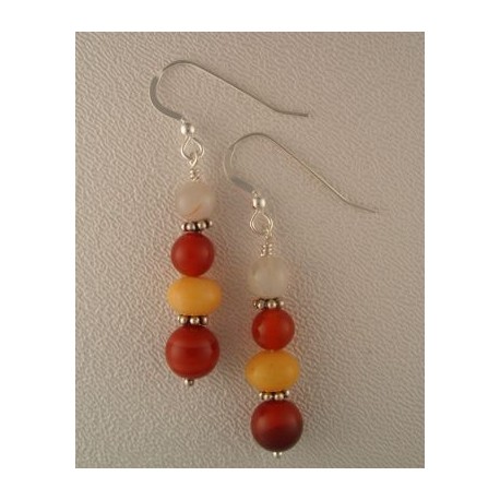 Carnelian/Golden Jade Earring