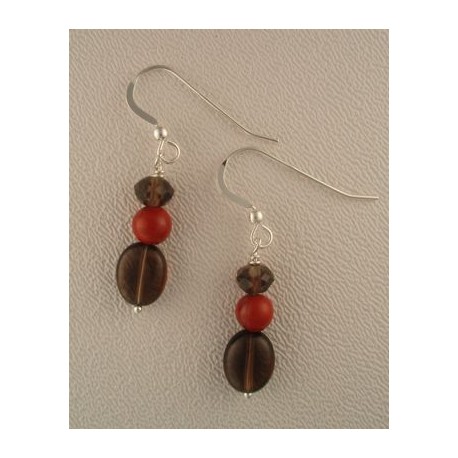 Smoky Quartz/Red Jasper Earrings