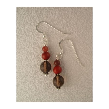 Smoky Quartz/Red Jasper Earrings 2