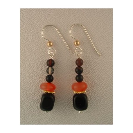 Carnelian/Black Agate Earrings