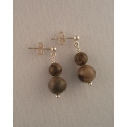 Petoskey Stone bead earrings 