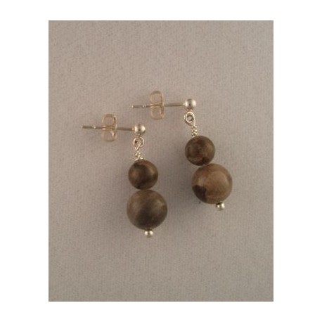 Petoskey Stone bead earrings 