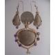 Petoskey Stone Pendant and Earring set with Amethyst