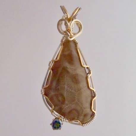 Petoskey Pendant with Mystic Topaz