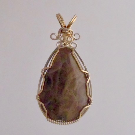 Dark Storm Petoskey Stone Pendant