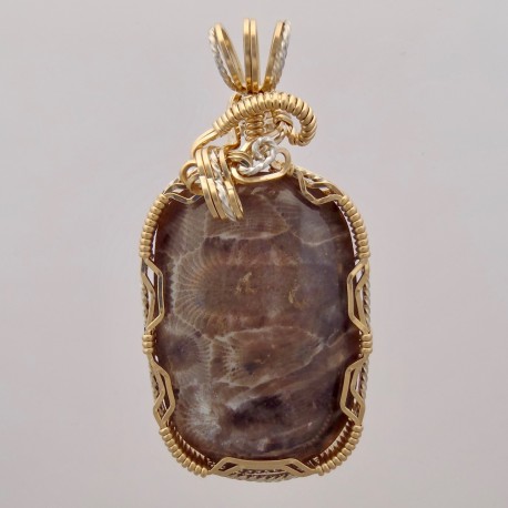 Pink Ghost Petoskey Stone Pendant