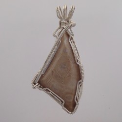 Hexagon Threads Petoskey Stone Pendant