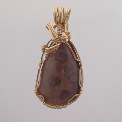 Mahogany Pink Petoskey Stone Pendant