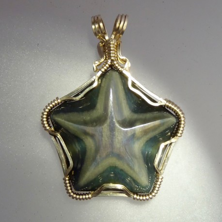 Starfish Rainbow Obsidian Pendant