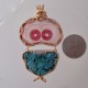 Saw-Witless Owl Rhodochrosite with Kingman Turquoise Pendant