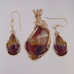 Wine and Cheese Mookaite Jasper Pendant/Earring Set