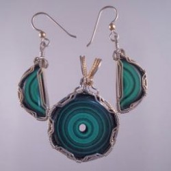 On Target Bullseye Malachite Pendant and Earring Set