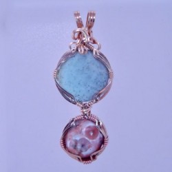Remarkable Couple Blue Datolite and Thomsonite Pendant