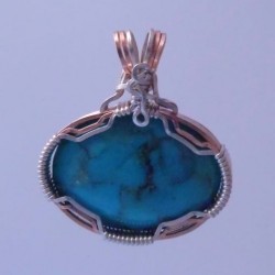 Morenci Turquoise Wire-Wrapped Pendant