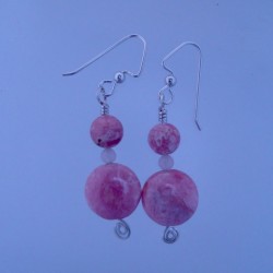 Rich Pink Rhodochrosite Bead Earrings