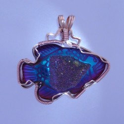 Sparkling Purple Druzy Fish Pendant