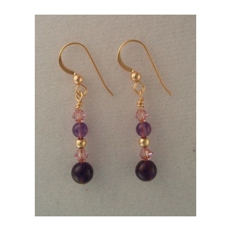 Amethyst/Swarovski GF Earrings