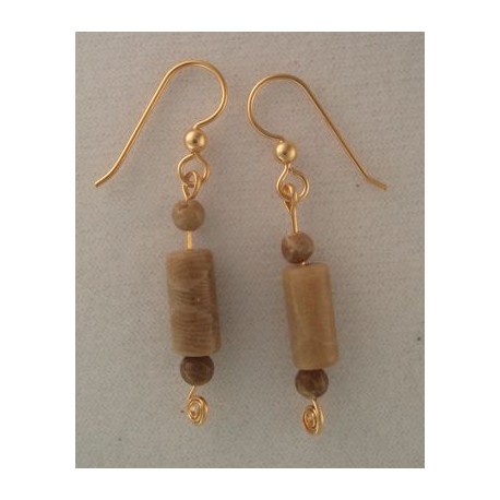 Petoskey Cylinder Earrings on Gold fill