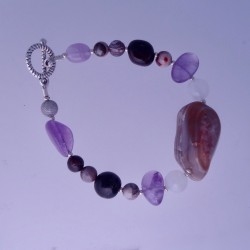 Lake Superior Agate with Amethyst Bracelet