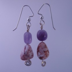 Amethyst with Pink Prehnite Earrings