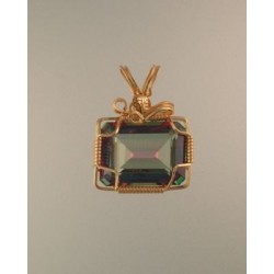 Mystic Topaz Wire-wrapped Rectangle Pendant