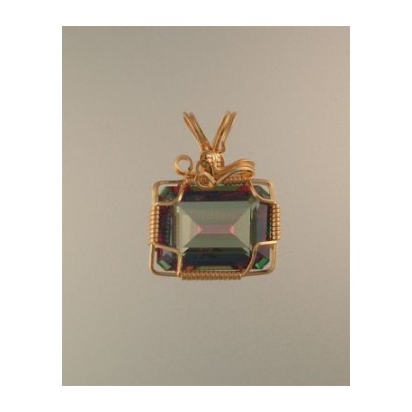 Mystic Topaz Wire-wrapped Rectangle Pendant