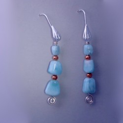 Larimar Nugget Earrings with Sterling and Rose Gold fill