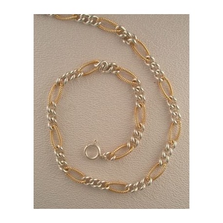 24" gold-fill and sterling silver figaro chain