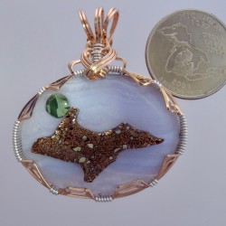 Yooperland Greenstone and Firebrick Pendant in rose and argentium
