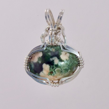 Thomsonite Flowers  Isle Royale Greenstone Pendant