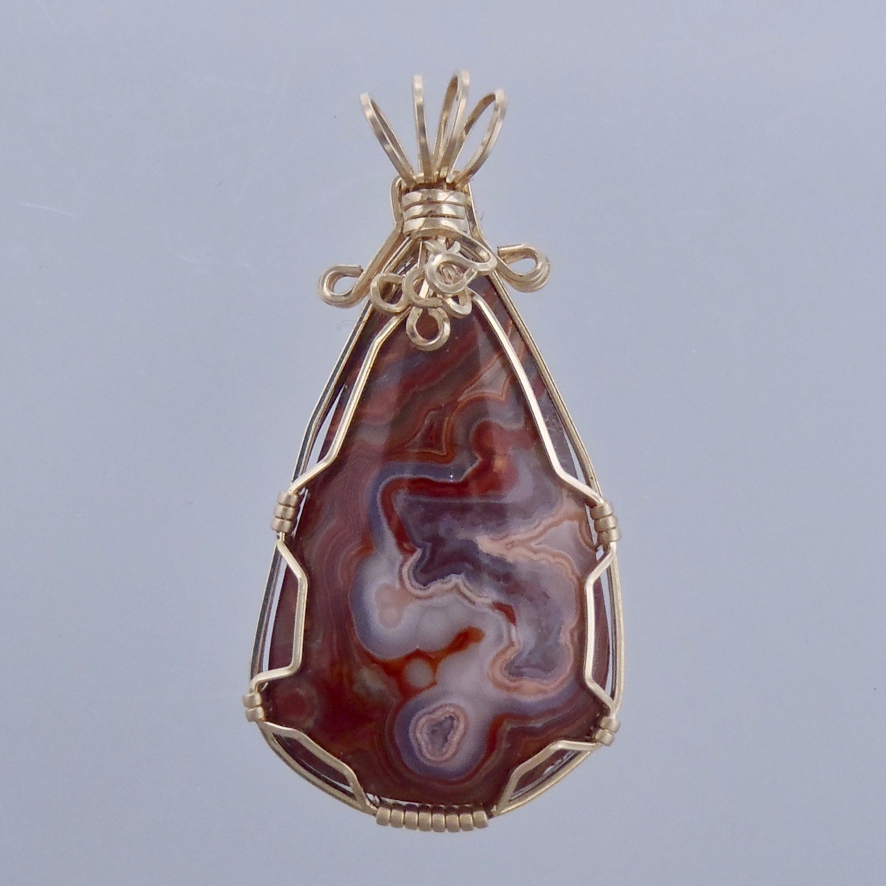 Crazy Lace Agate Gemstone Copper Handmade Wire Jewelry Adjustable