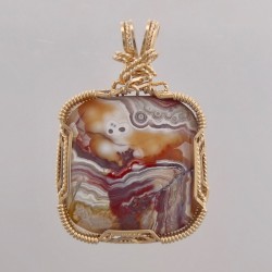 Crazy Lace Agate Pendant, Fantasy World Pendant