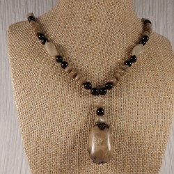 Petoskey Stone and Black Onyx Necklace