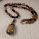 Petoskey Stone and Black Onyx Necklace