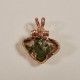 Pink Flowers  Greenstone Pendant