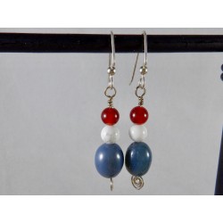 Leland Blue Stone Red, White and Blue Earrings