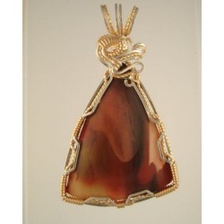 Gorgeous Handmade Mookaite Pendant Wrapped in Silver Filled Wire