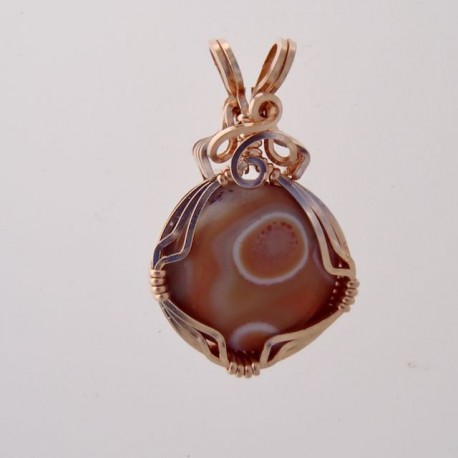 Peach Bullseye Lake Superior Agate Pendant