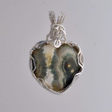 Green Ocean Jasper Heart Pendant