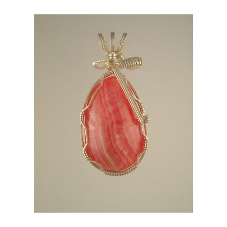 Rhodochrosite Pendant in Twisted Silver