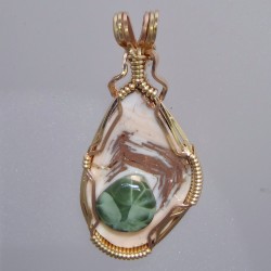 Copper Agate with Greenstone Pendant Mixed Media