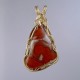 Cardinal Candy Yellow Cat Petrified Wood Pendant