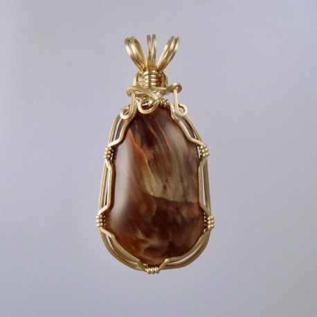 Orange Petrified Wood Pendant