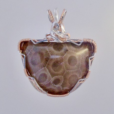 Pink Lemonade Petoskey Stone Pendant