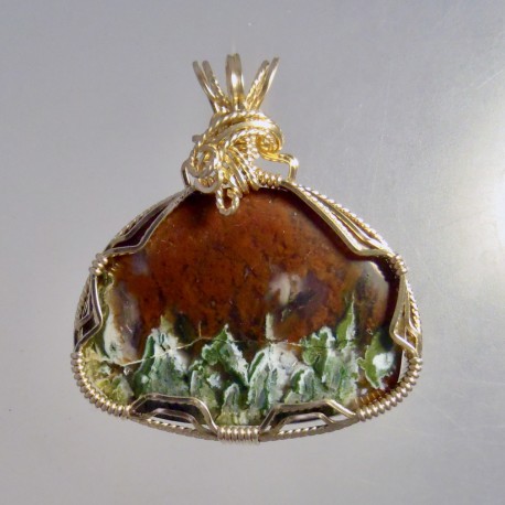 Brush Fire Moss Agate Pendant