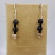 Petoskey Stone and Black Stone Bead Earrings