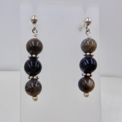 Petoskey Stone and Black Onyx Earring