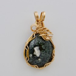 Michigan Isle Royale Greenstone Pendant in 14kt Gold Fill Wires