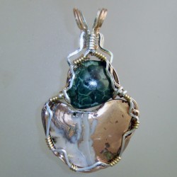 Improbable Pair Greenstone  and Copper Agate Pendant